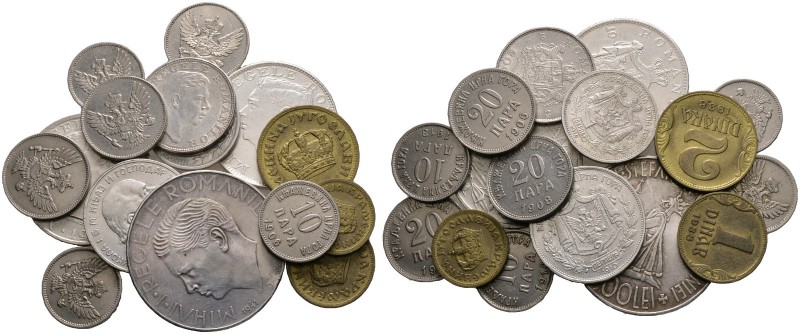 16 Stücke: MONTENEGRO (1 Perper 1914 und 2 Perpera 1910), RUMÄNIEN (dabei 500 Le...