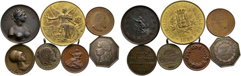 MEDAILLEN. 7 Stücke: FRANKREICH. Oktogonale Silbermedaille 1829 der Hagelversich...