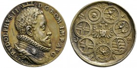 Haus Habsburg. Rudolf II. 1576-1612. Vergoldete Silbermedaille o.J. (1599) von Valentin Maler, auf den Reichstag zu Regensburg. Brustbild des Kaisers ...