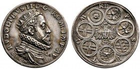 Haus Habsburg. Rudolf II. 1576-1612. Silbermedaille o.J. (1599) von Valentin Maler, auf den Reichstag zu Regensburg. Ähnlich wie vorher, der Kaiser je...