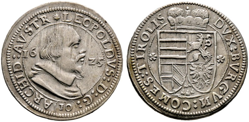 Haus Habsburg. Erzherzog Leopold (V.) 1619-1632. 10 Kreuzer 1625 -Hall-. MT 447....