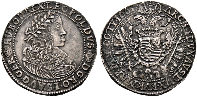 Haus Habsburg. Leopold I. 1657-1705. Taler 1661 -Kremnitz-. Her. 718, Dav. 3254,...