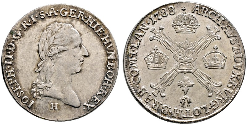 Haus Habsburg. Josef II. 1780-1790. 1/4 Kronentaler 1788 -Günzburg-. Her. 211, J...