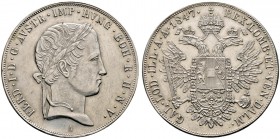 Haus Österreich. Ferdinand I., Kaiser von Österreich 1835-1848. Konventionstaler 1847 -Wien-. Her. 144, J. 246, Dav. 14, Kahnt 345. kleine Kratzer, vo...
