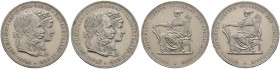 Haus Österreich. Franz Josef I., Kaiser von Österreich 1848-1916. Lot (2 Stücke): Doppelgulden 1879. Auf die Silberhochzeit mit Elisabeth (Sissi) von ...