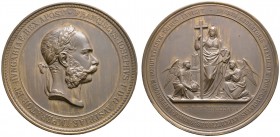 Haus Österreich. Franz Josef I., Kaiser von Österreich 1848-1916. Bronzemedaille 1869 von J. Tautenhayn, auf den Besuch des Heiligen Grabes in Palästi...