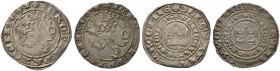 Böhmen, Mähren und Erzgebirge. Wenzel II. 1278-1305, König von Böhmen. Lot (2 Stücke): Prager Groschen o.J. -Kuttenberg-. Ähnlich wie vorher. Castelin...