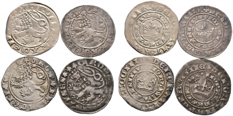 Böhmen, Mähren und Erzgebirge. Johann von Luxemburg 1310-1346. Lot (4 Stücke): P...