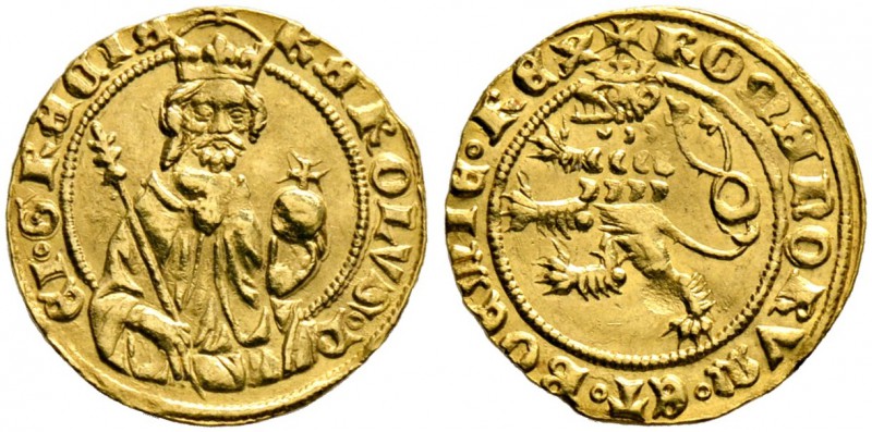 Böhmen, Mähren und Erzgebirge. Karl I. (IV.) 1346-1378. Goldgulden o.J. -Kuttenb...