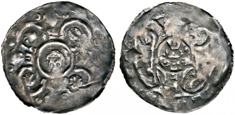Andechs-Meranien. Anonym Ende 12. Jh. Dünnpfennig um 1170/80. Kopf im Wulstreif,...