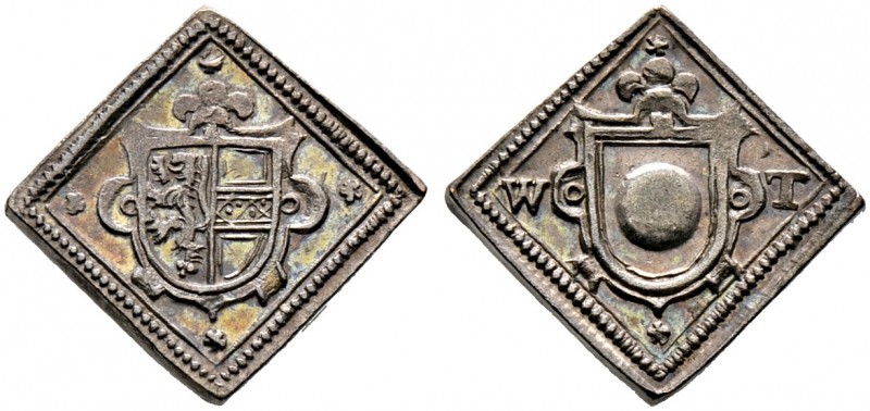 Salzburg, Erzbistum. Wolf Dietrich von Raitenau 1587-1612. Silberne Rechenpfenni...