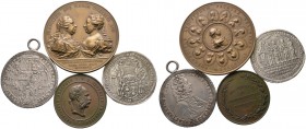 Lots. 4 Stücke: SALZBURG, Taler 1682 auf das Stiftsjubiläum; OLMÜTZ, Taler 1726 sowie RDR, Bronzene Prämienmedaille (Staatspreis für Landwirtschaftlic...