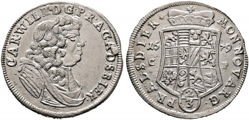 ANHALT-ZERBST. Carl Wilhelm 1667-1718. Gulden zu 2/3 Taler 1679 -Zerbst-. Ähnlic...