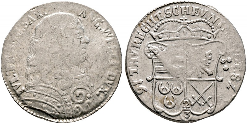 LAUENBURG. Julius Franz 1666-1689. Gulden zu 2/3 Taler 1678. Brustbild im Harnis...