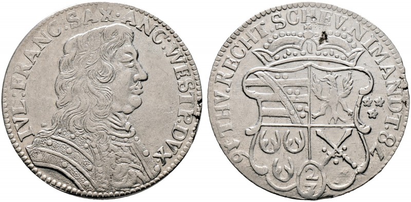 LAUENBURG. Julius Franz 1666-1689. Gulden zu 2/3 Taler 1678. Ähnlich wie vorher,...