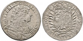 LÜBECK (Bistum). August Friedrich von Holstein-Gottorp 1666-1705. Gulden zu 2/3 Taler 1678 -Eutin-. Ähnlich wie vorher, jedoch breiteres Brustbild. Va...