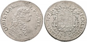 MECKLENBURG-SCHWERIN. Christian Ludwig I. 1658-1692. Gulden zu 2/3 Taler 1678 -Ratzeburg-. Ähnlich wie vorher, jedoch minimal variierend (Harnisch, We...