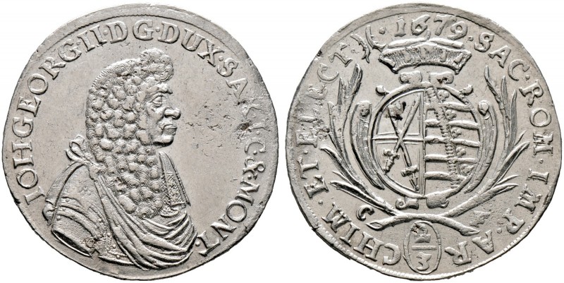 SACHSEN (albertinische Linie). JOHANN GEORG II. 1656-1680. Gulden zu 2/3 Taler 1...
