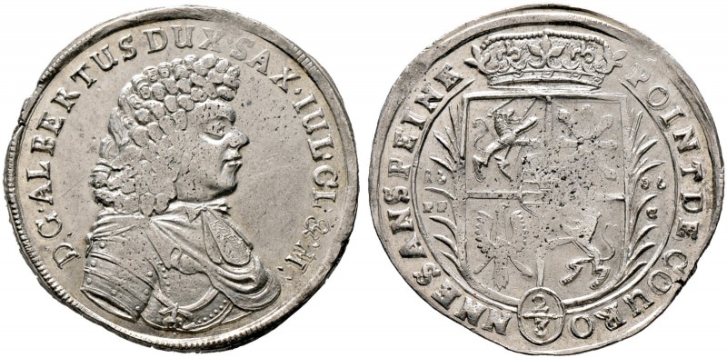 SACHSEN-COBURG. Albrecht III. 1680-1699. Gulden zu 2/3 Taler 1686 -Coburg-. Brus...