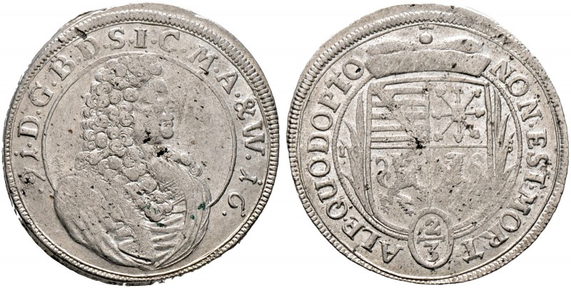 SACHSEN-MEININGEN. Bernhard 1680-1706. Gulden zu 2/3 Taler 1691 -Meiningen-. Bru...