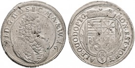 SACHSEN-MEININGEN. Bernhard 1680-1706. Gulden zu 2/3 Taler 1691 -Meiningen-. Brustbild im Harnisch mit Mantel nach rechts / Quadrierter Wappenschild u...