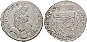 SACHSEN-RÖMHILD. Heinrich III. 1680-1710. Gulden zu 2/3 Taler 1691 -Römhild-. Brustbild im Harnisch mit Mantel nach rechts / Quadrierter Wappenschild ...