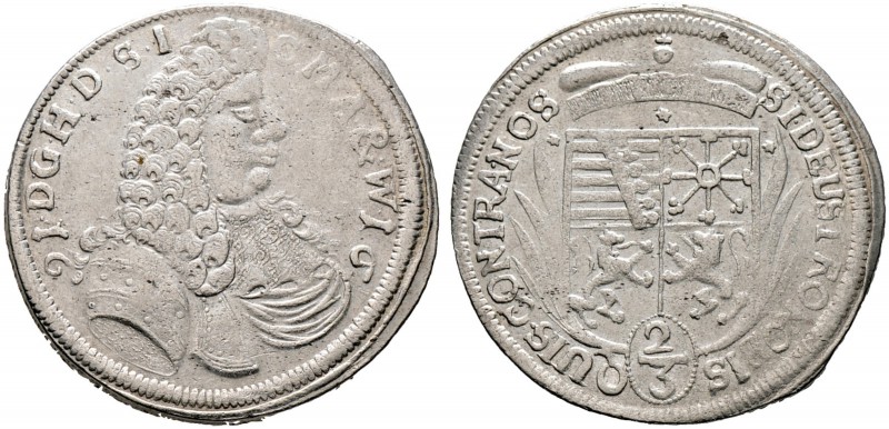 SACHSEN-RÖMHILD. Heinrich III. 1680-1710. Gulden zu 2/3 Taler 1691 -Römhild-. Äh...