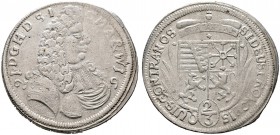 SACHSEN-RÖMHILD. Heinrich III. 1680-1710. Gulden zu 2/3 Taler 1691 -Römhild-. Ähnlich wie vorher, jedoch minimal variierend. Slg. Mers. 3504ff, Dav. 8...