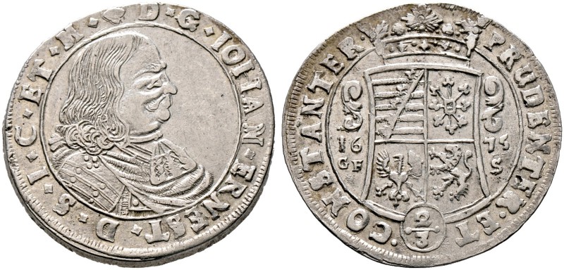 SACHSEN-WEIMAR-EISENACH. Johann Ernst 1662-1683. Gulden zu 2/3 Taler 1675 -Weima...