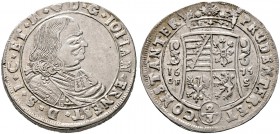 SACHSEN-WEIMAR-EISENACH. Johann Ernst 1662-1683. Gulden zu 2/3 Taler 1675 -Weimar-. Brustbild im Harnisch mit Mantel nach rechts / Quadrierter Wappens...