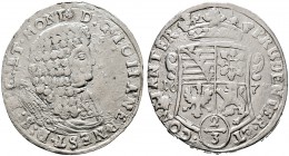 SACHSEN-WEIMAR-EISENACH. Johann Ernst 1662-1683. Gulden zu 2/3 Taler 1677 -Weimar-. Ähnlich wie vorher. Koppe 394, Slg. Mers. 3918ff, Dav. 892. 
aus l...