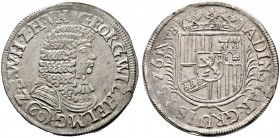 SAYN-WITTGENSTEIN-BERLEBURG. Georg Wilhelm 1643-1684. Gulden zu 60 Kreuzer 1676 -Berleburg-. Brustbild im Harnisch mit Mantel nach rechts, unten in de...