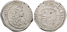 SAYN-WITTGENSTEIN. Gustav 1657-1701. Gulden zu 2/3 Taler 1676 -unbestimmte Münzstätte-. Ähnlich wie vorher, jedoch kleineres Brustbild, beidseitig lei...