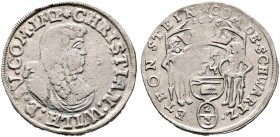 SCHWARZBURG-SONDERSHAUSEN. Christian Wilhelm I. 1666-1721. Gulden zu 2/3 Taler 1676 -Keula oder Arnstadt-. Ähnlich wie vorher, jedoch breiteres Brustb...