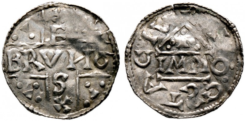 Augsburg, Bistum. Bruno 1006-1029. Denar ca. 1010-1026/29. BRVNO/XE--SX kreuzför...