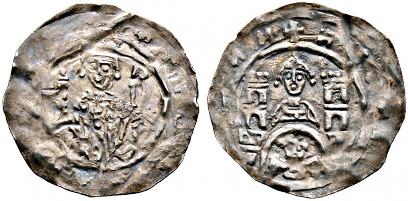 Augsburg, Bistum. Hartwig I. von Lierheim 1167-1184. Dünnpfennig. Bischofsbrustb...