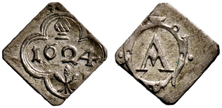 Augsburg, Stadt. Silberpfennig-Klippe 1624. Forster 161, Fo./S. 195. vorzüglich
