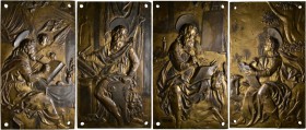 Augsburg, Stadt. Komplette, vierteilige Serie der einseitigen, rechteckigen Bronzeplaketten auf die vier Evangelisten o.J. (spätes 16. Jh.) von einem ...