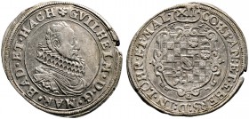 Baden-Baden. Wilhelm 1622-1677. 12 Kreuzer 1625. Ähnlich wie vorher, jedoch das Wappen auf verzierter Kartusche und die Jahreszahl oben bogenförmig. W...