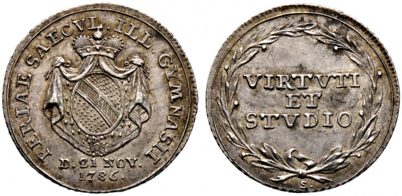 Baden-Durlach. Karl Friedrich 1746-1811. Silbermedaille 1786 von J.M. Bückle, au...