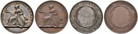 Baden-Durlach. Ludwig 1818-1830. Lot (2 Stücke): Silberne Schulprämienmedaille o.J. (1826) von L. Kachel, für die Mittelstufe. Nach links sitzende Min...