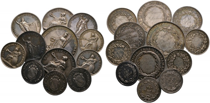 Baden-Durlach. MEDAILLENLOTS. 14 Stücke: Kleine Sammlung silberner Schulprämienm...