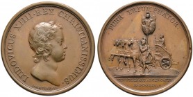Baden-Französische Medaillen mit Bezug zu Baden. Bronzemedaille 1644 von Mauger und Dollin, auf den gleichen Anlass. Jugendliche Büste des Königs nach...