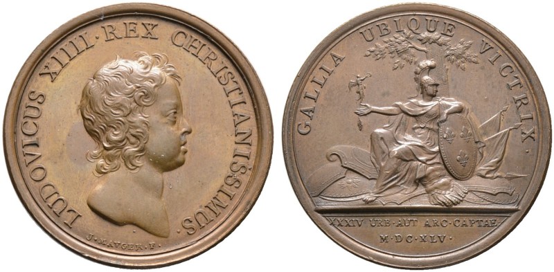 Baden-Französische Medaillen mit Bezug zu Baden. Bronzemedaille 1645 von Mauger,...