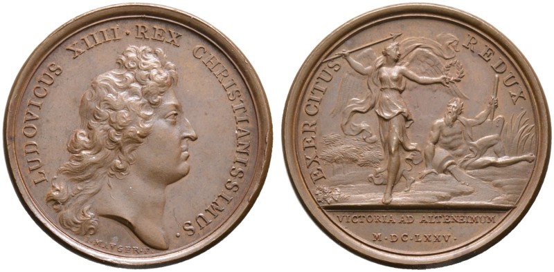 Baden-Französische Medaillen mit Bezug zu Baden. Bronzemedaille 1675 von Mauger,...