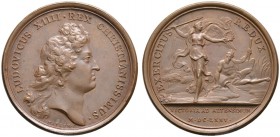 Baden-Französische Medaillen mit Bezug zu Baden. Bronzemedaille 1675 von Mauger, auf die Schlacht an der Brücke bei Altenheim und den Rückzug des fran...