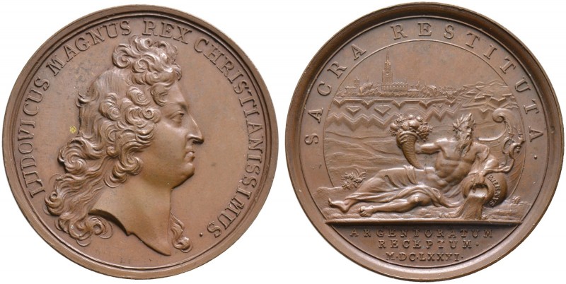 Baden-Französische Medaillen mit Bezug zu Baden. Bronzemedaille 1681 mit Signatu...