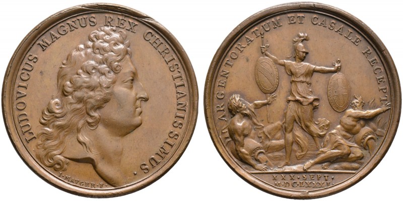 Baden-Französische Medaillen mit Bezug zu Baden. Bronzemedaille 1681 von Mauger,...