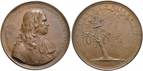 Baden-Französische Medaillen mit Bezug zu Baden. Bronzemedaille 1683 von T. Bernard, auf Henri de la Tour d'Auvergne, Vicomte de Turenne (1611-1675). ...