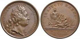 Baden-Französische Medaillen mit Bezug zu Baden. Bronzemedaille 1702 von Mauger und Dollin, auf den Sieg über Karl Gustav (Bruder des Markgrafen von B...